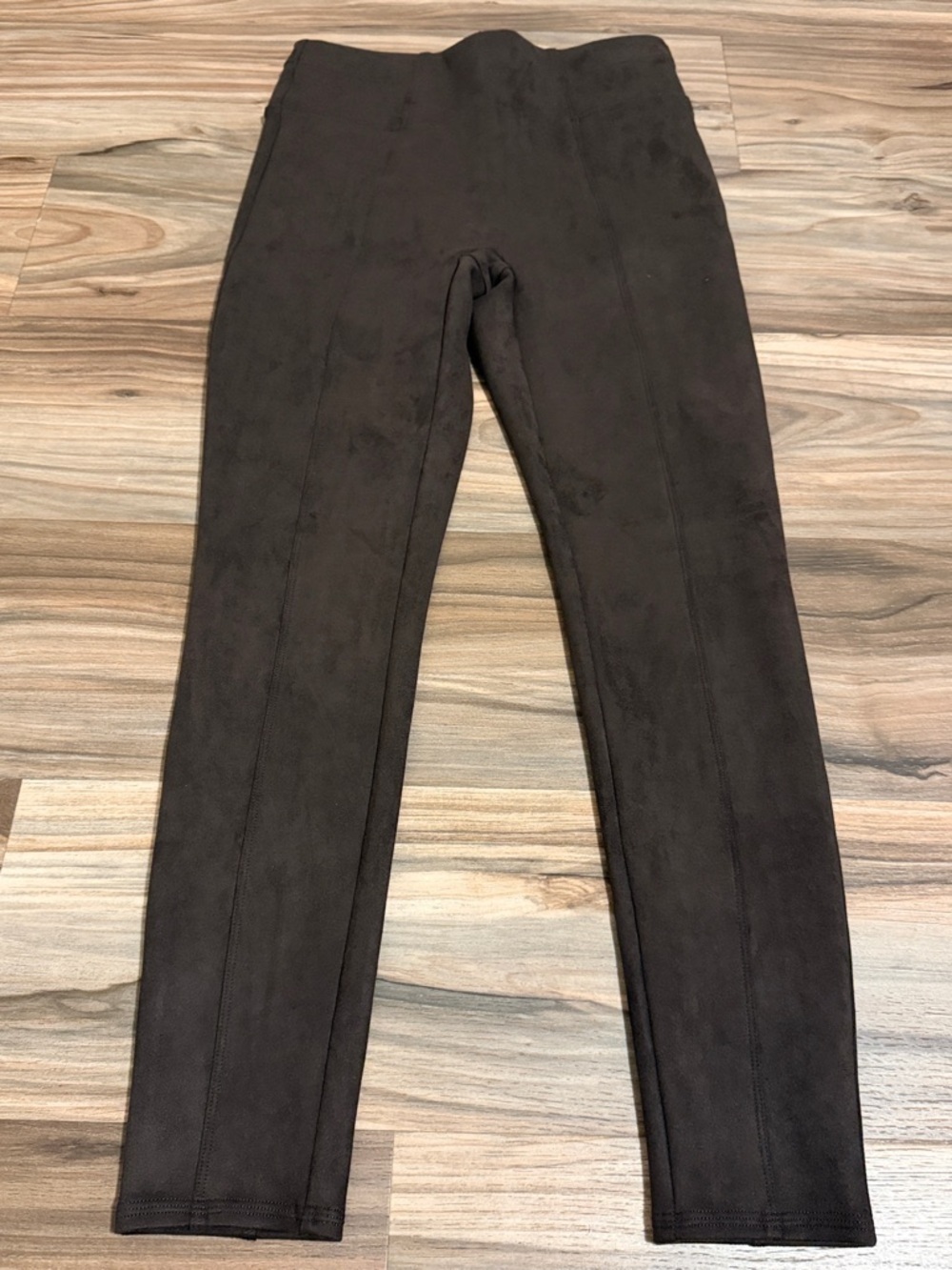 SPANX Faux Suede Leggings Women's Sz. M High Rise Waist Shaping Brown